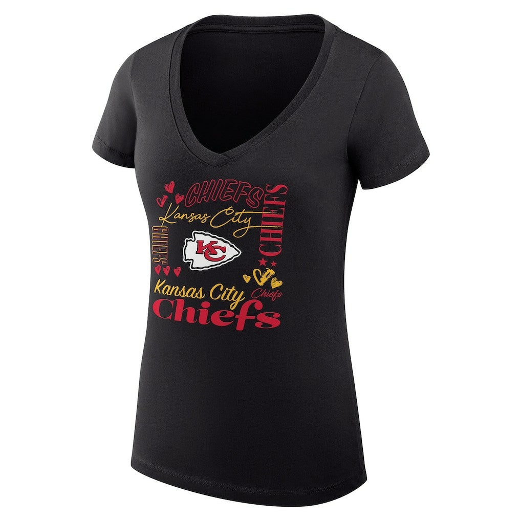 Kansas City Chiefs  G-III 4Her by Carl Banks Women's Super-Slim Fit Lightweight Collage Team V-Neck T-Shirt