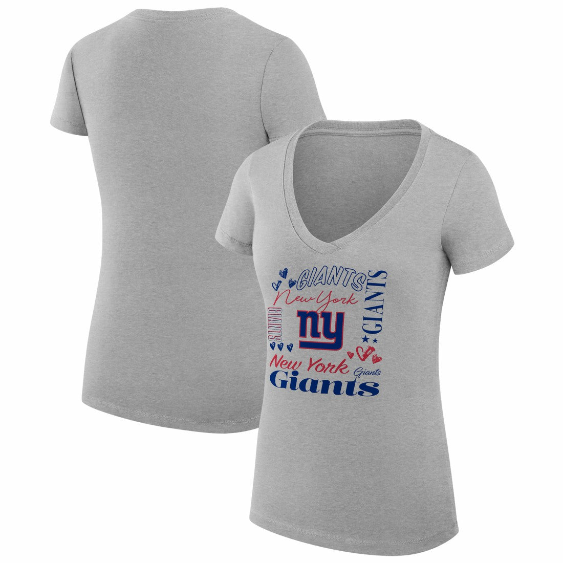 New York Giants  G-III 4Her by Carl Banks Women's Super-Slim Fit Lightweight Collage Team V-Neck T-Shirt