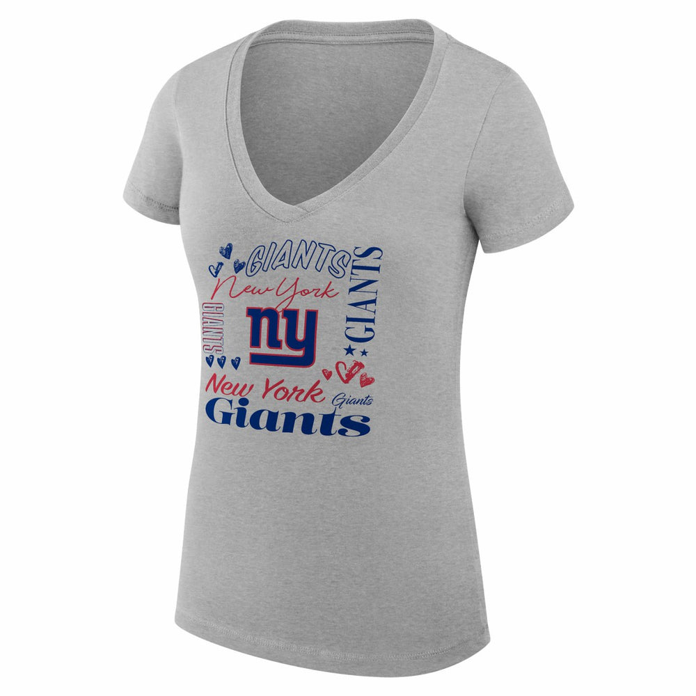 New York Giants  G-III 4Her by Carl Banks Women's Super-Slim Fit Lightweight Collage Team V-Neck T-Shirt