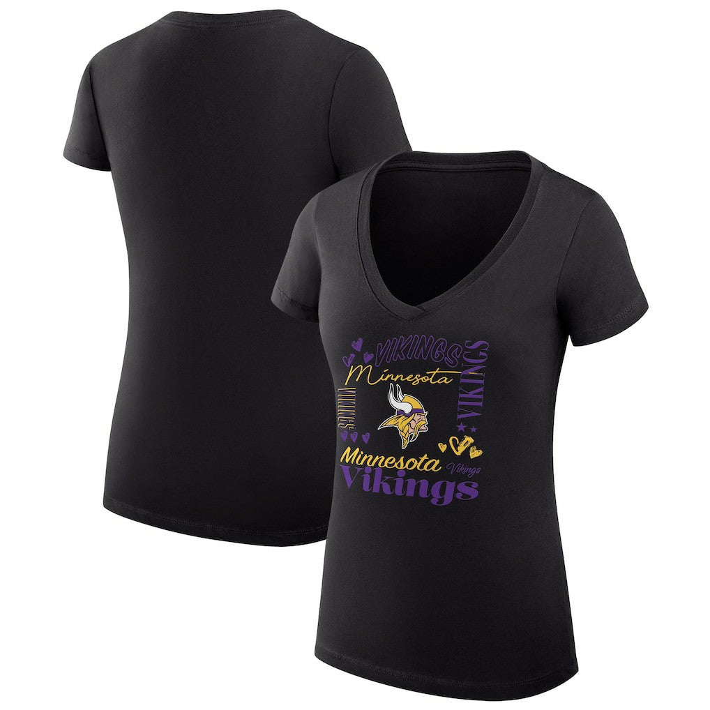 Minnesota Vikings  G-III 4Her by Carl Banks Women's Super-Slim Fit Lightweight Collage Team V-Neck T-Shirt