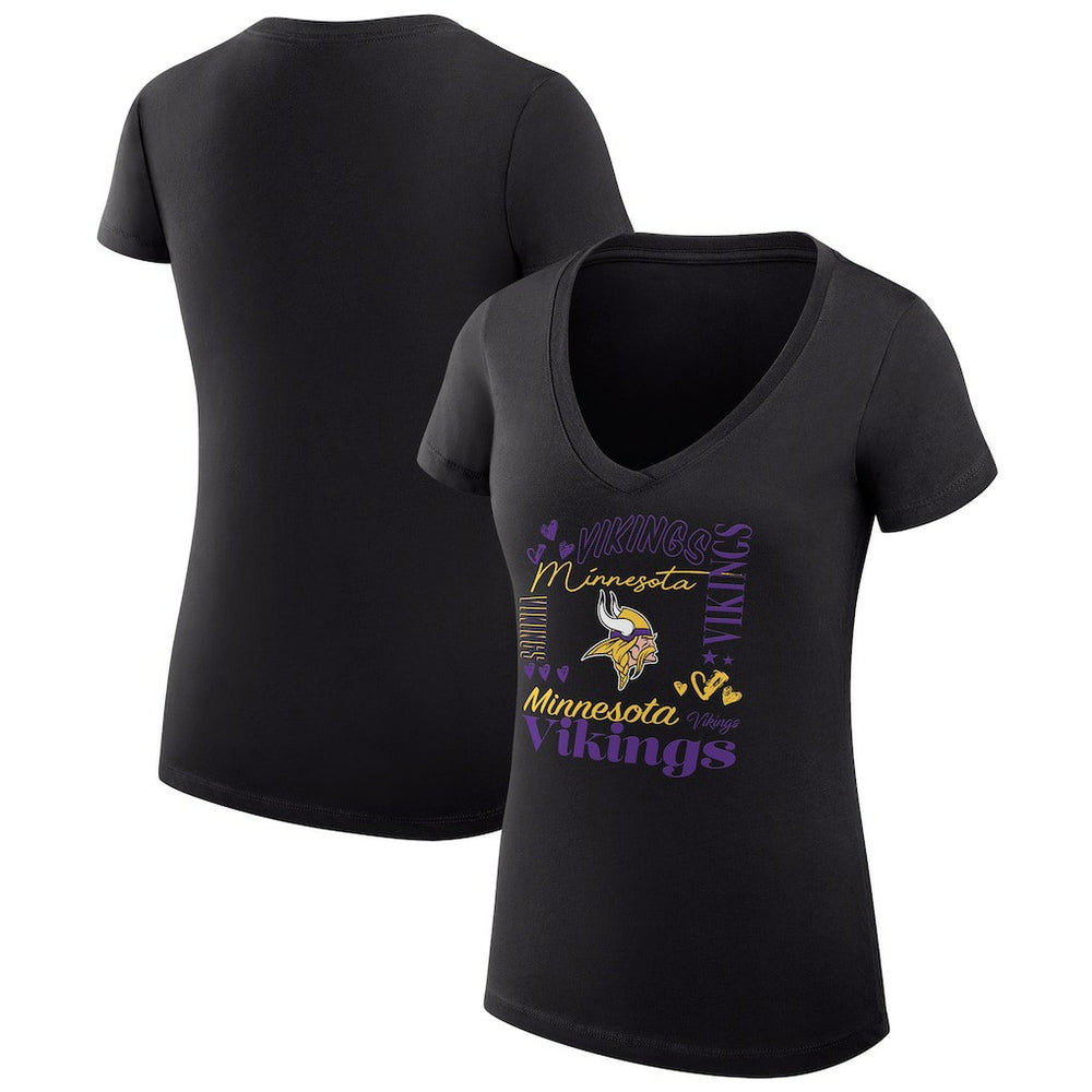 Minnesota Vikings  G-III 4Her by Carl Banks Women's Super-Slim Fit Lightweight Collage Team V-Neck T-Shirt