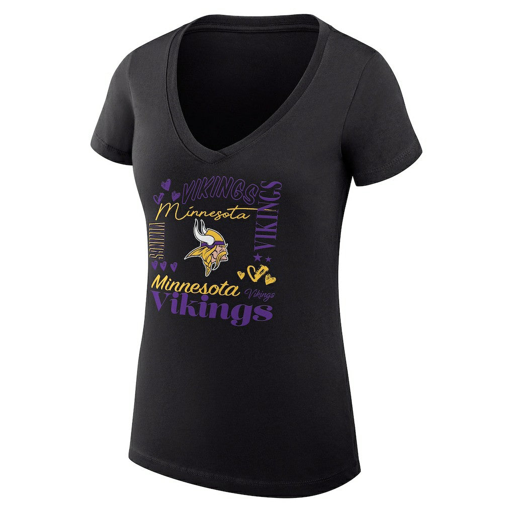 Minnesota Vikings  G-III 4Her by Carl Banks Women's Super-Slim Fit Lightweight Collage Team V-Neck T-Shirt