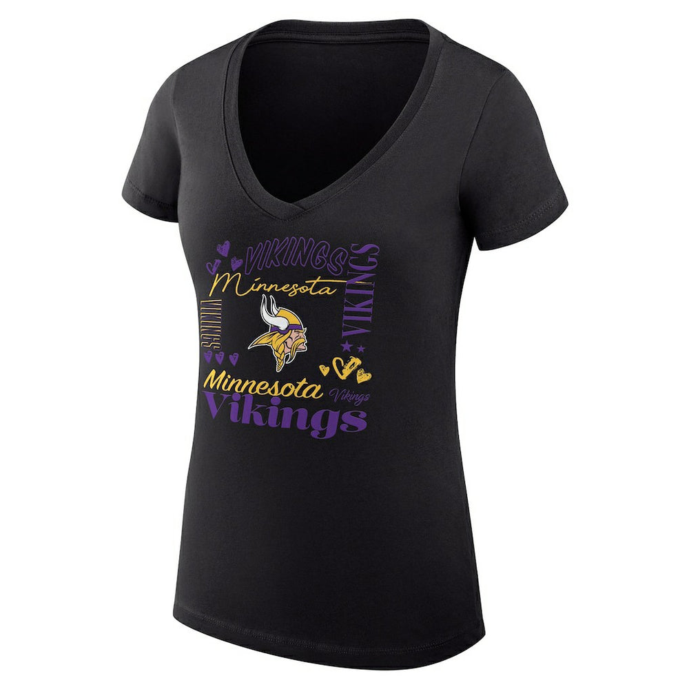 Minnesota Vikings  G-III 4Her by Carl Banks Women's Super-Slim Fit Lightweight Collage Team V-Neck T-Shirt
