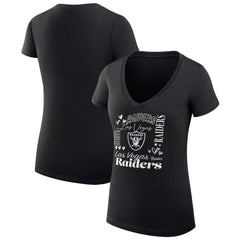 Las Vegas Raiders  G-III 4Her by Carl Banks Women's Super-Slim Fit Lightweight Collage Team V-Neck T-Shirt