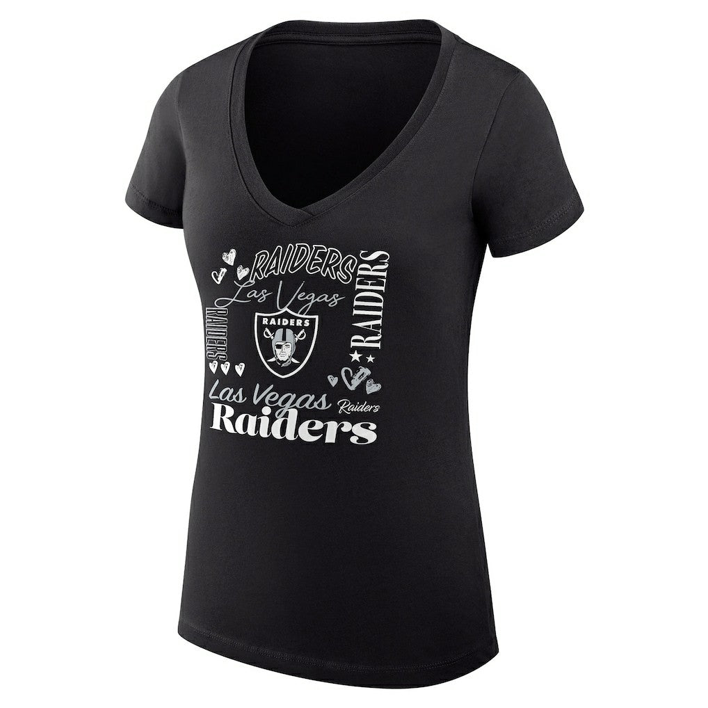 Las Vegas Raiders  G-III 4Her by Carl Banks Women's Super-Slim Fit Lightweight Collage Team V-Neck T-Shirt