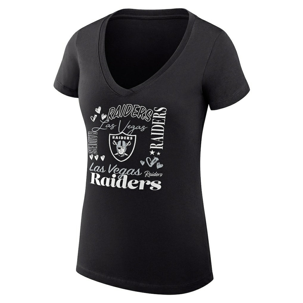 Las Vegas Raiders  G-III 4Her by Carl Banks Women's Super-Slim Fit Lightweight Collage Team V-Neck T-Shirt