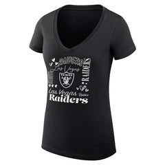 Las Vegas Raiders  G-III 4Her by Carl Banks Women's Super-Slim Fit Lightweight Collage Team V-Neck T-Shirt