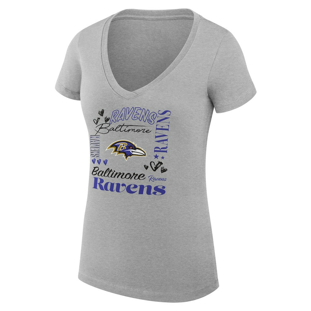 Baltimore Ravens  G-III 4Her by Carl Banks Women's Super-Slim Fit Lightweight Collage Team V-Neck T-Shirt