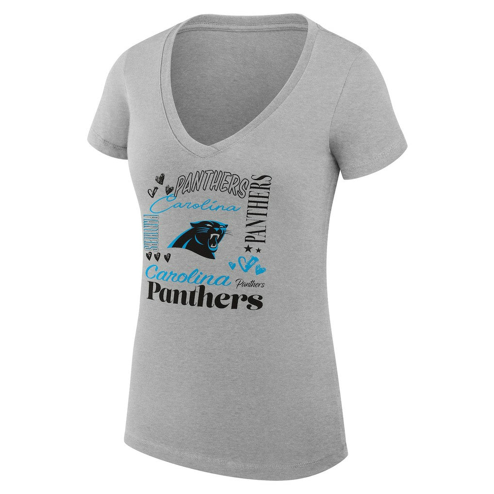 Carolina Panthers  G-III 4Her by Carl Banks Women's Super-Slim Fit Lightweight Collage Team V-Neck T-Shirt