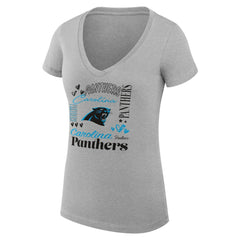 Carolina Panthers  G-III 4Her by Carl Banks Women's Super-Slim Fit Lightweight Collage Team V-Neck T-Shirt