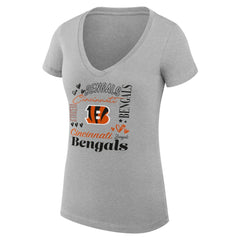 Cincinnati Bengals  G-III 4Her by Carl Banks Women's Super-Slim Fit Lightweight Collage Team V-Neck T-Shirt