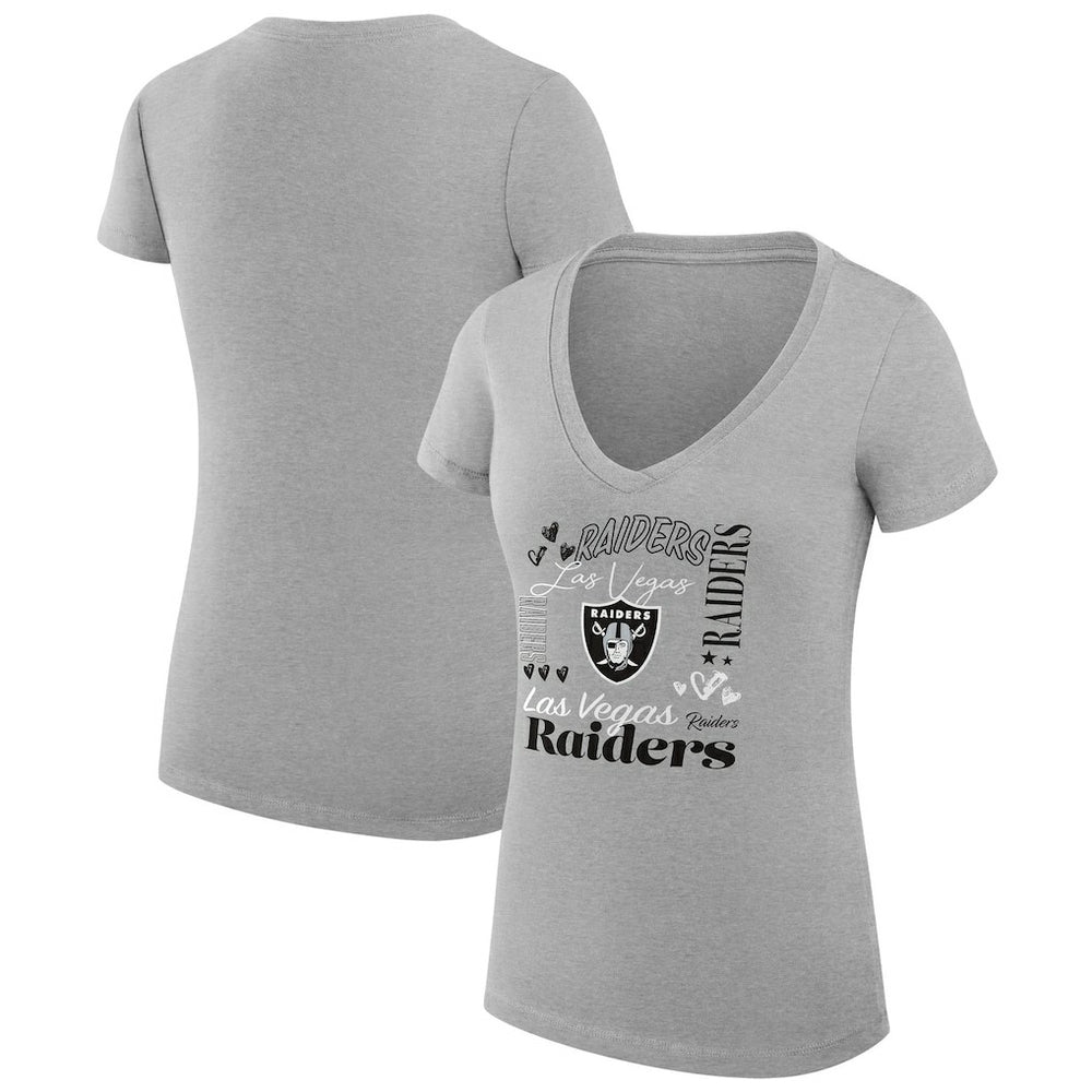 Las Vegas Raiders  G-III 4Her by Carl Banks Women's Super-Slim Fit Lightweight Collage Team V-Neck T-Shirt
