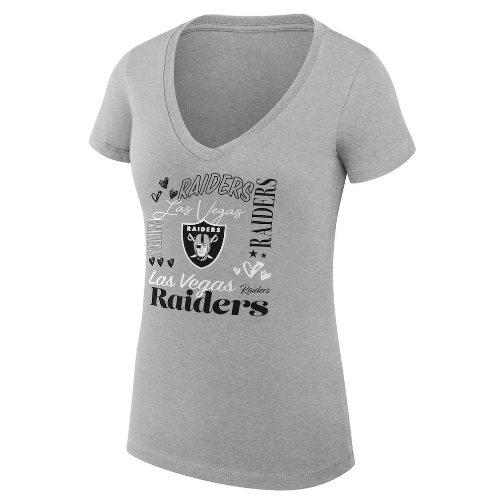Las Vegas Raiders  G-III 4Her by Carl Banks Women's Super-Slim Fit Lightweight Collage Team V-Neck T-Shirt