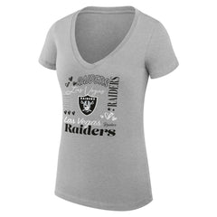 Las Vegas Raiders  G-III 4Her by Carl Banks Women's Super-Slim Fit Lightweight Collage Team V-Neck T-Shirt