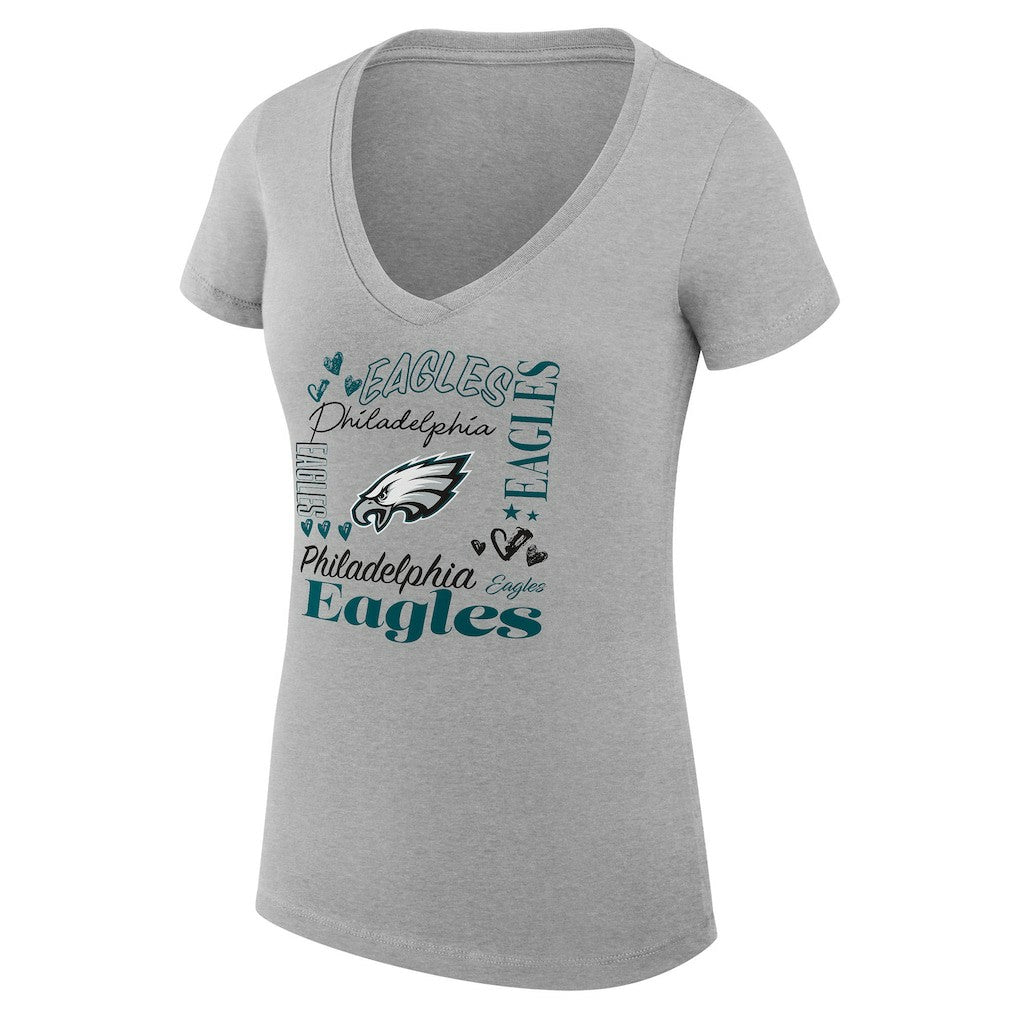 Philadelphia Eagles  G-III 4Her by Carl Banks Women's Super-Slim Fit Lightweight Collage Team V-Neck T-Shirt