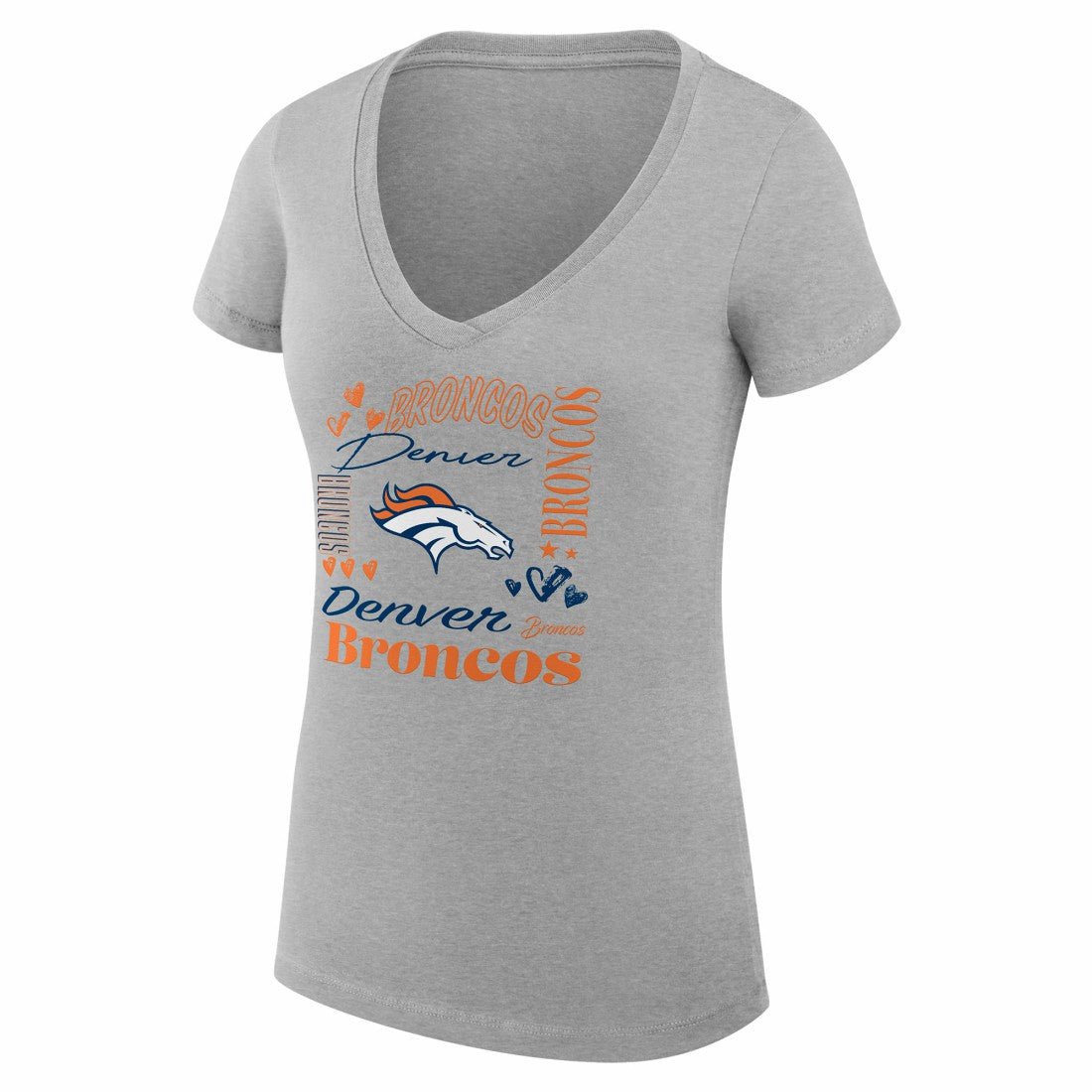 Denver Broncos  G-III 4Her by Carl Banks Women's Super-Slim Fit Lightweight Collage Team V-Neck T-Shirt