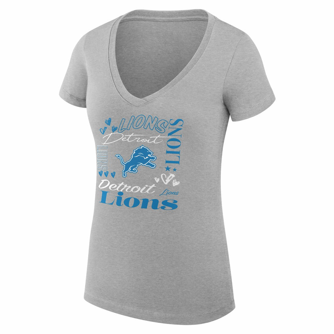 Detroit Lions  G-III 4Her by Carl Banks Women's Super-Slim Fit Lightweight Collage Team V-Neck T-Shirt