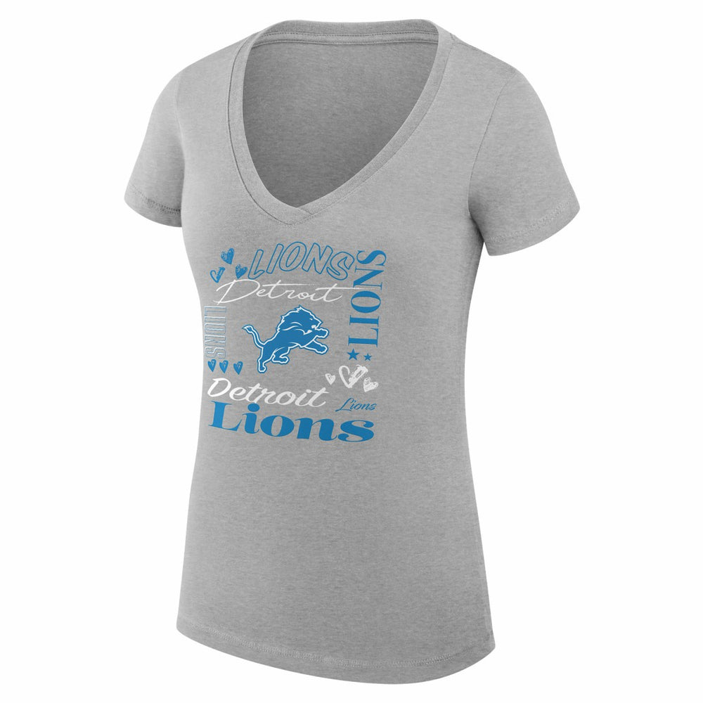 Detroit Lions  G-III 4Her by Carl Banks Women's Super-Slim Fit Lightweight Collage Team V-Neck T-Shirt
