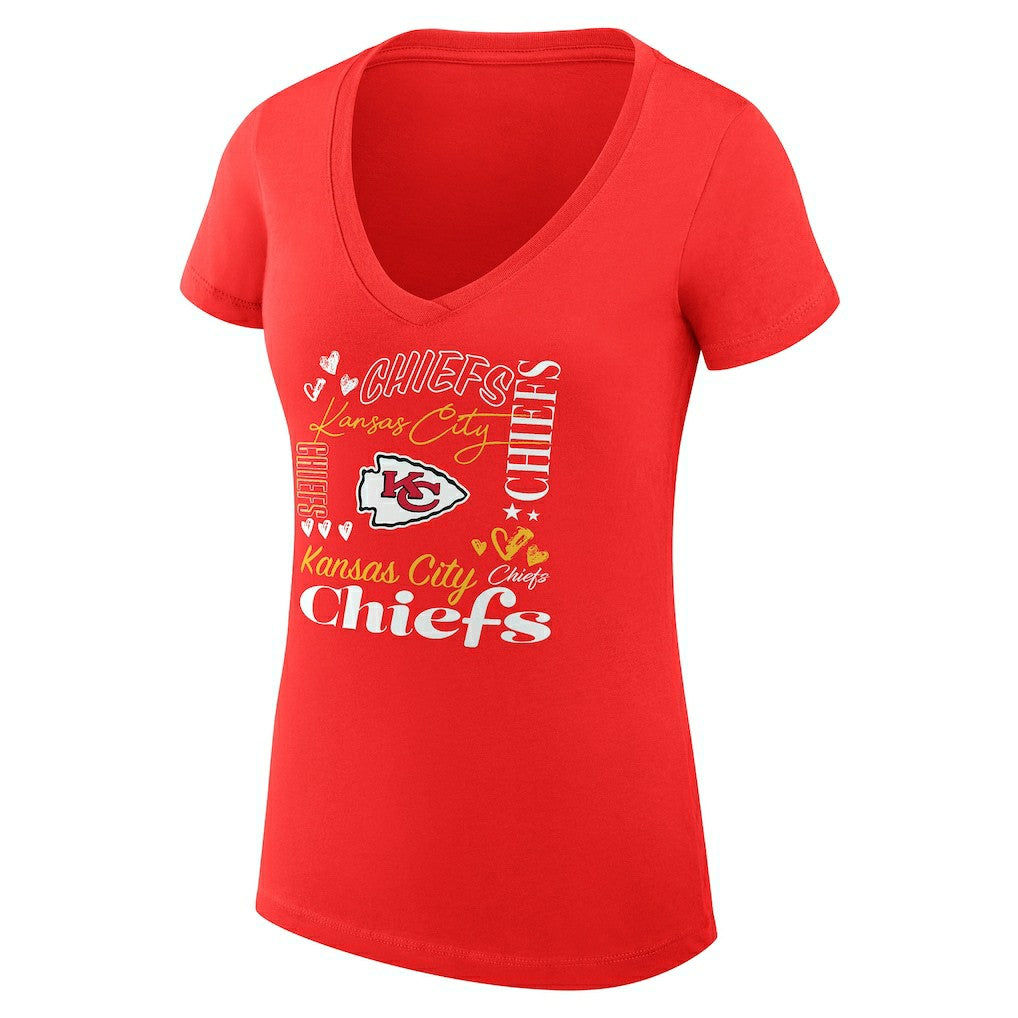 Kansas City Chiefs  G-III 4Her by Carl Banks Women's Super-Slim Fit Lightweight Collage Team V-Neck T-Shirt