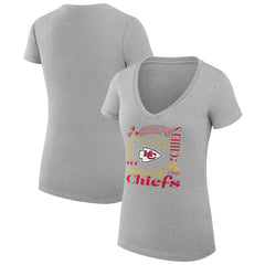 Kansas City Chiefs  G-III 4Her by Carl Banks Women's Super-Slim Fit Lightweight Collage Team V-Neck T-Shirt