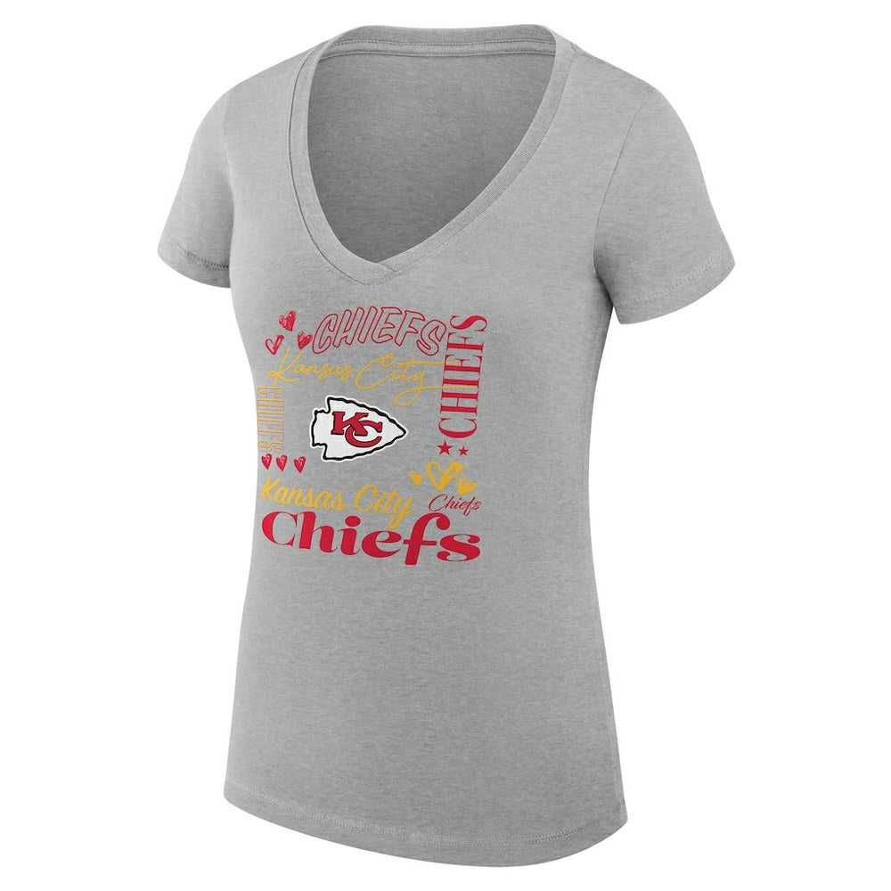 Kansas City Chiefs  G-III 4Her by Carl Banks Women's Super-Slim Fit Lightweight Collage Team V-Neck T-Shirt