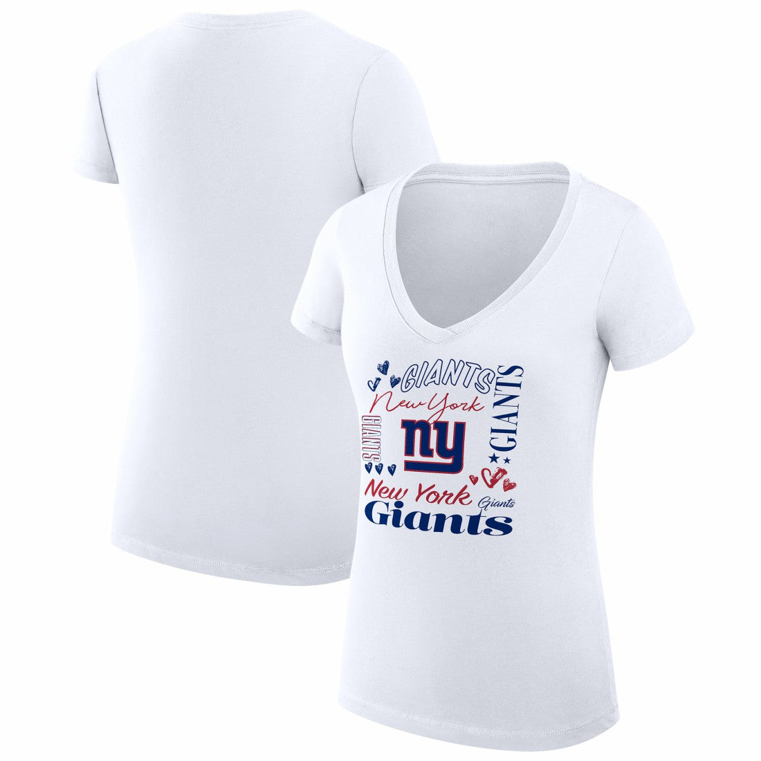 New York Giants  G-III 4Her by Carl Banks Women's Super-Slim Fit Lightweight Collage Team V-Neck T-Shirt