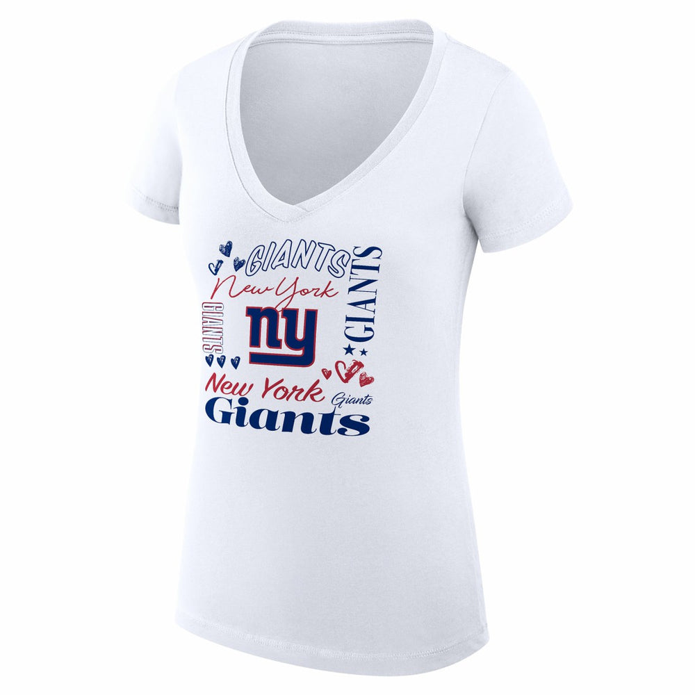 New York Giants  G-III 4Her by Carl Banks Women's Super-Slim Fit Lightweight Collage Team V-Neck T-Shirt