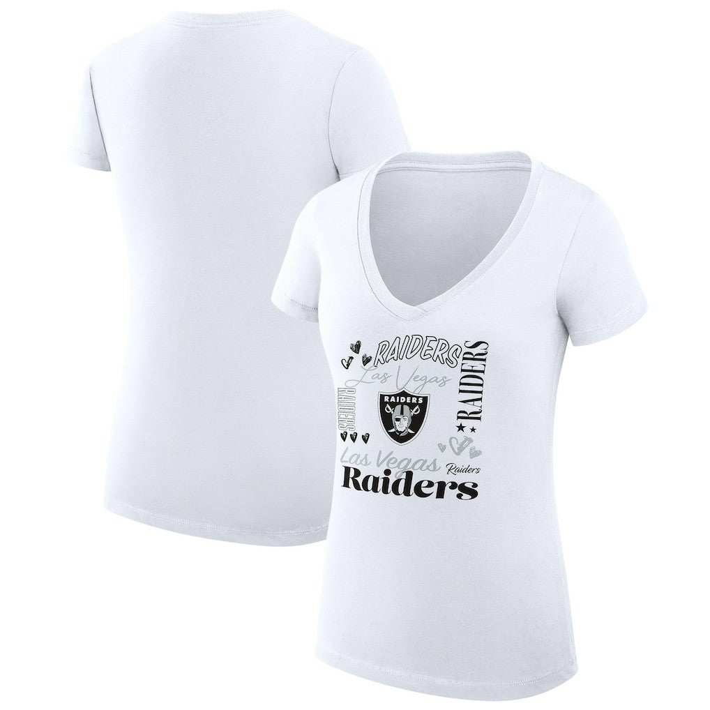 Las Vegas Raiders  G-III 4Her by Carl Banks Women's Super-Slim Fit Lightweight Collage Team V-Neck T-Shirt