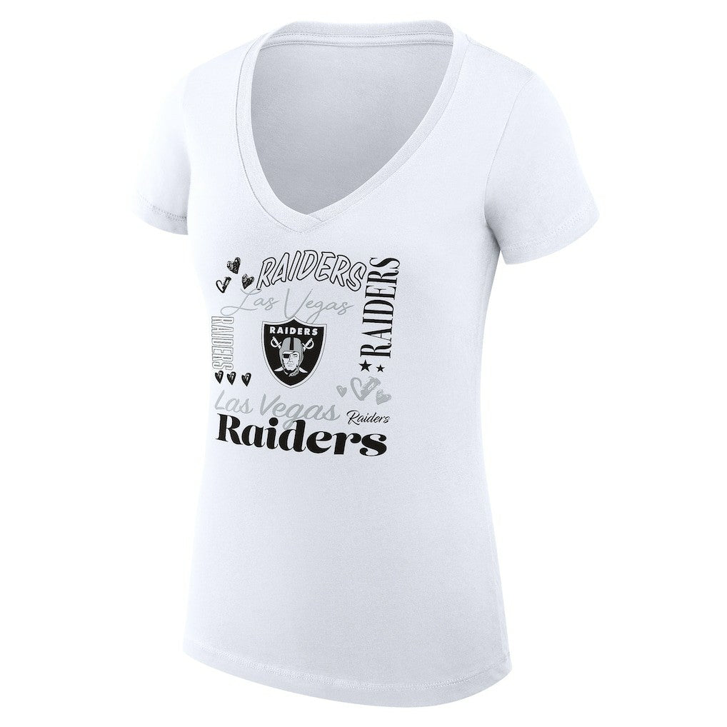 Las Vegas Raiders  G-III 4Her by Carl Banks Women's Super-Slim Fit Lightweight Collage Team V-Neck T-Shirt