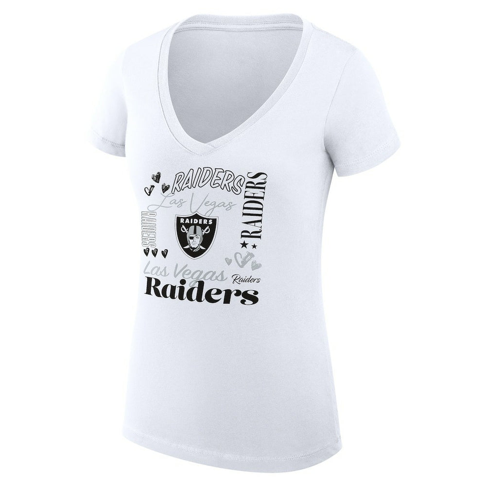 Las Vegas Raiders  G-III 4Her by Carl Banks Women's Super-Slim Fit Lightweight Collage Team V-Neck T-Shirt