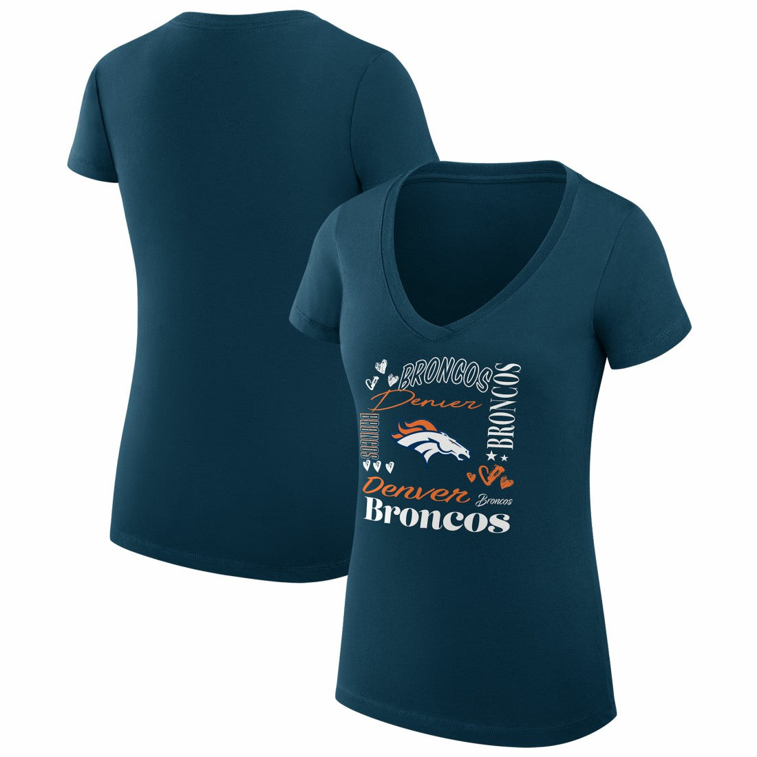 Denver Broncos  G-III 4Her by Carl Banks Women's Super-Slim Fit Lightweight Collage Team V-Neck T-Shirt