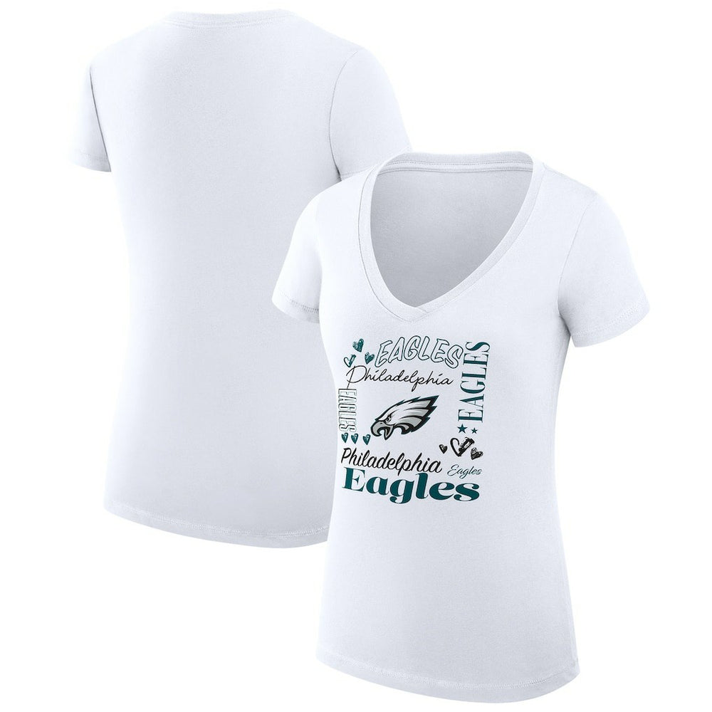 Philadelphia Eagles  G-III 4Her by Carl Banks Women's Super-Slim Fit Lightweight Collage Team V-Neck T-Shirt