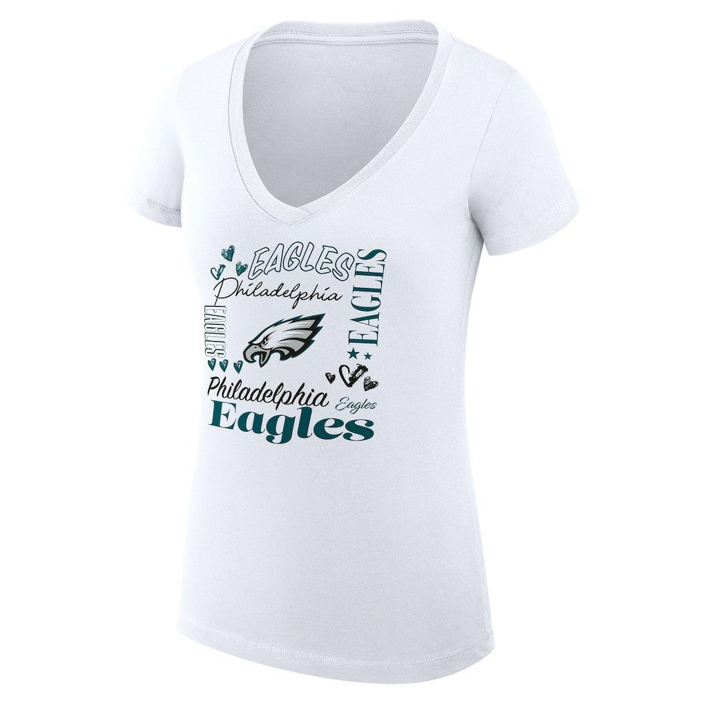 Philadelphia Eagles  G-III 4Her by Carl Banks Women's Super-Slim Fit Lightweight Collage Team V-Neck T-Shirt
