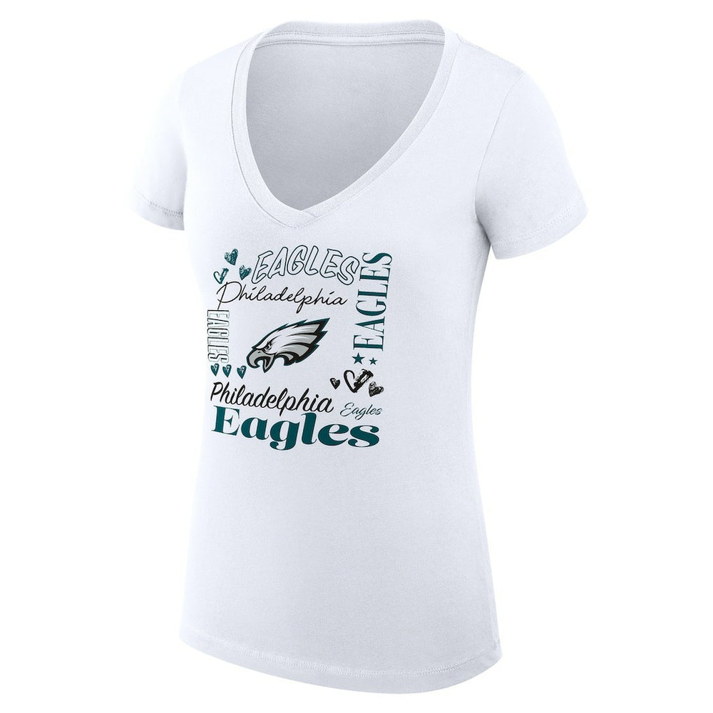 Philadelphia Eagles  G-III 4Her by Carl Banks Women's Super-Slim Fit Lightweight Collage Team V-Neck T-Shirt