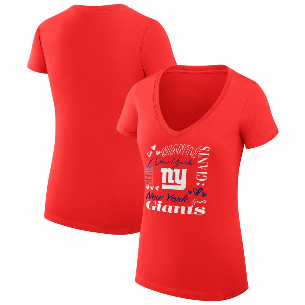New York Giants  G-III 4Her by Carl Banks Women's Super-Slim Fit Lightweight Collage Team V-Neck T-Shirt