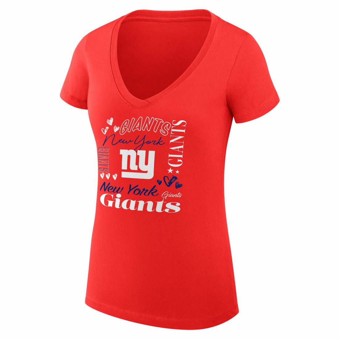New York Giants  G-III 4Her by Carl Banks Women's Super-Slim Fit Lightweight Collage Team V-Neck T-Shirt