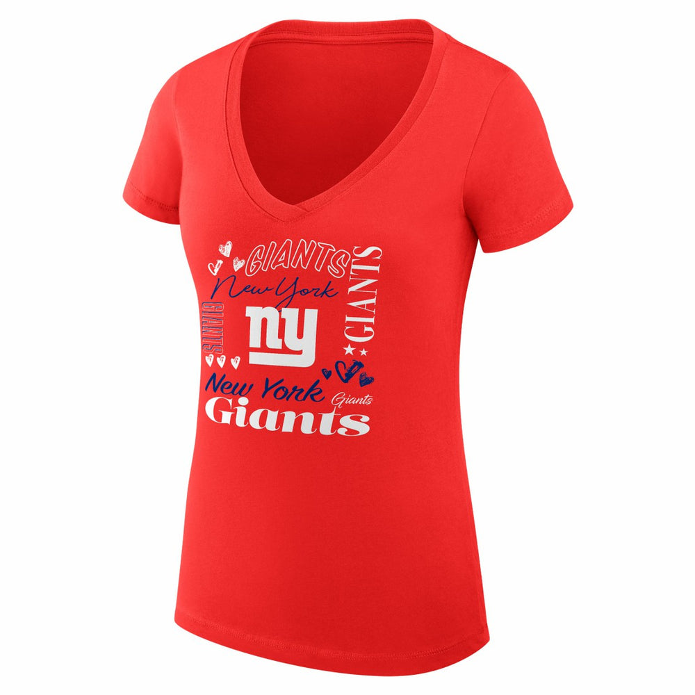 New York Giants  G-III 4Her by Carl Banks Women's Super-Slim Fit Lightweight Collage Team V-Neck T-Shirt
