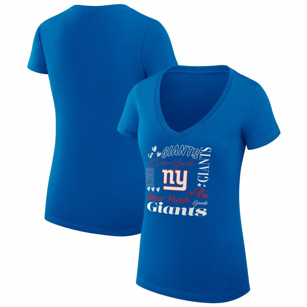 New York Giants  G-III 4Her by Carl Banks Women's Super-Slim Fit Lightweight Collage Team V-Neck T-Shirt