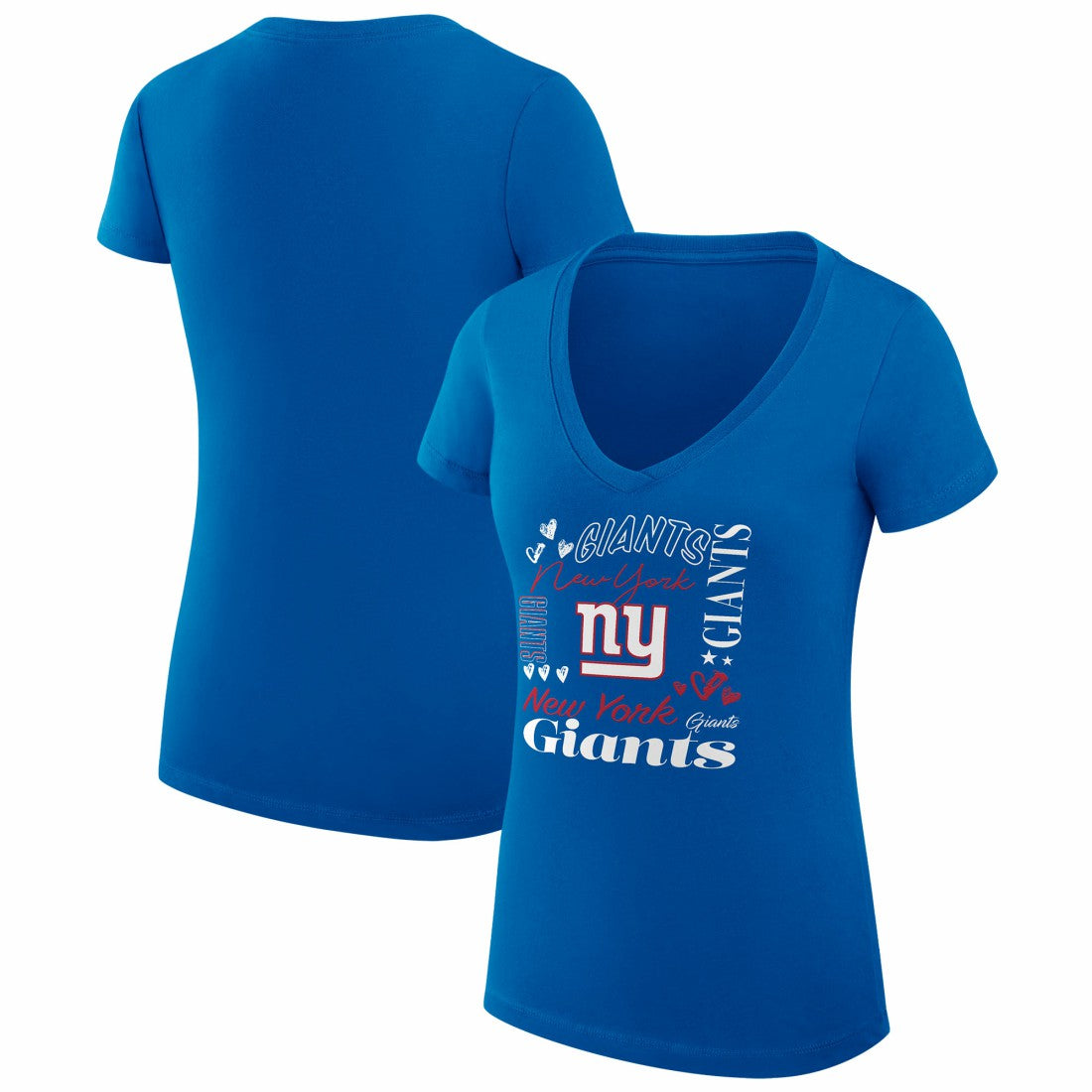New York Giants  G-III 4Her by Carl Banks Women's Super-Slim Fit Lightweight Collage Team V-Neck T-Shirt
