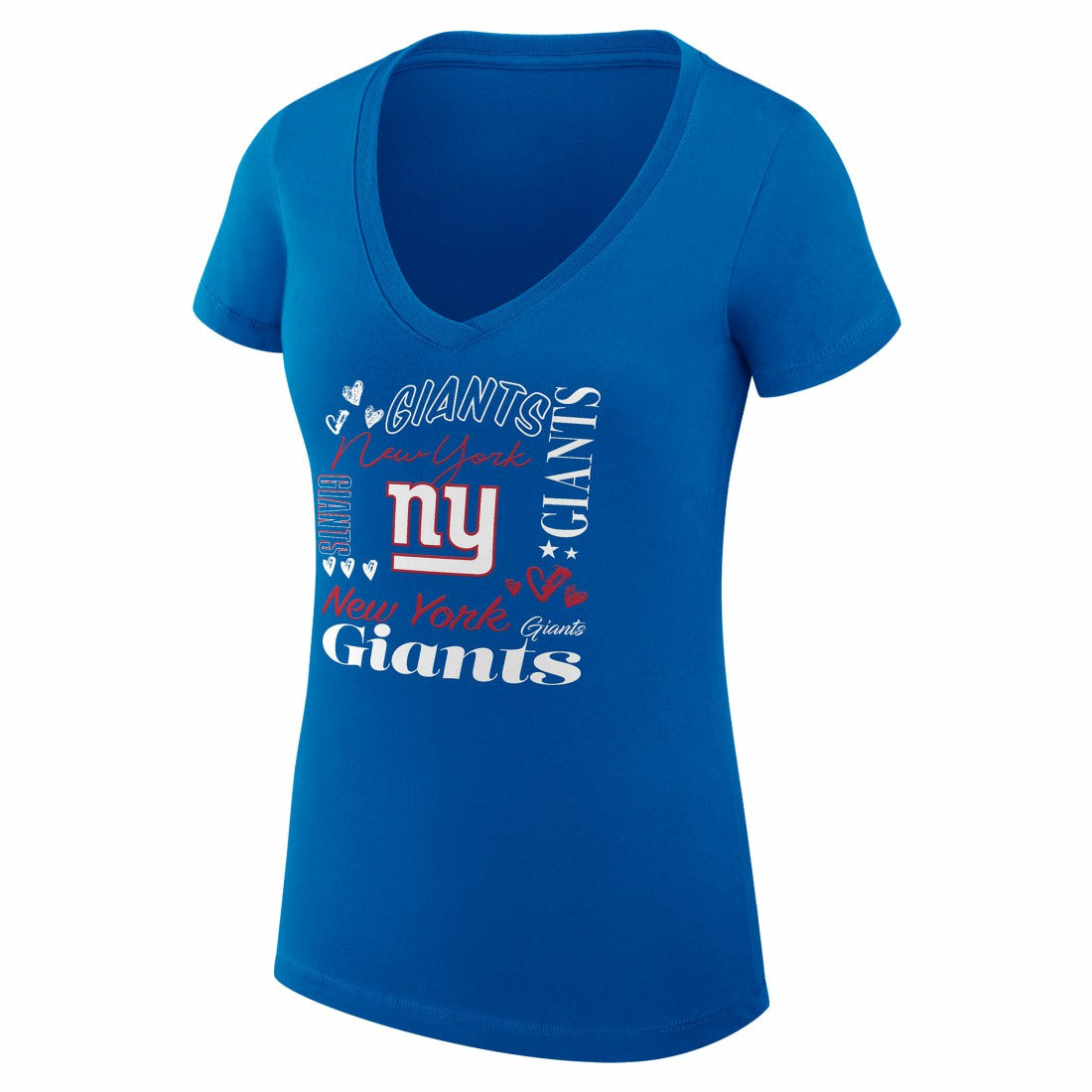 New York Giants  G-III 4Her by Carl Banks Women's Super-Slim Fit Lightweight Collage Team V-Neck T-Shirt