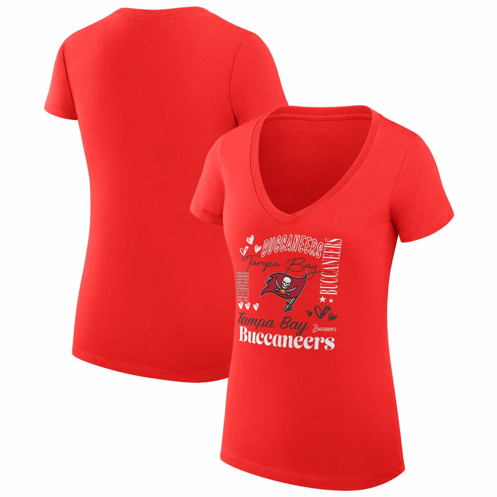 Tampa Bay Buccaneers  G-III 4Her by Carl Banks Women's Super-Slim Fit Lightweight Collage Team V-Neck T-Shirt