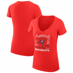 Tampa Bay Buccaneers  G-III 4Her by Carl Banks Women's Super-Slim Fit Lightweight Collage Team V-Neck T-Shirt