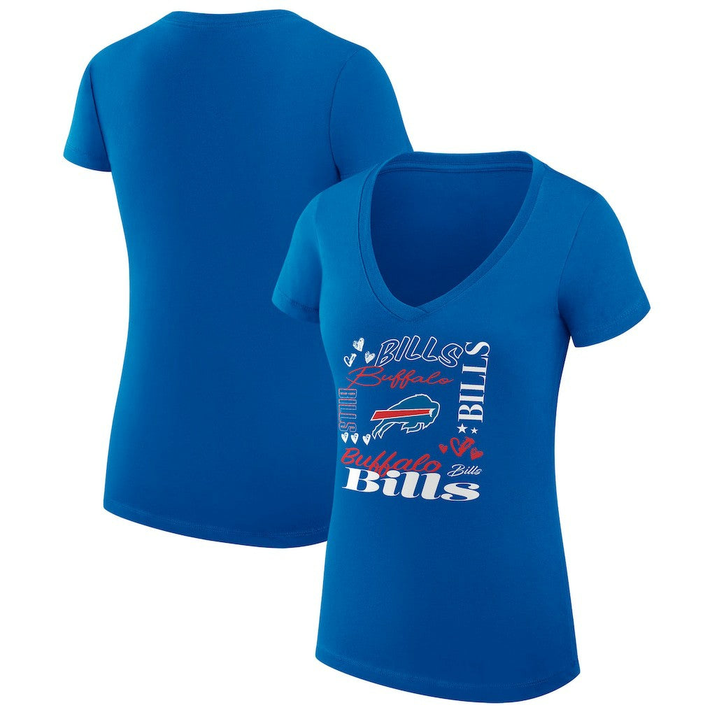 Buffalo Bills  G-III 4Her by Carl Banks Women's Super-Slim Fit Lightweight Collage Team V-Neck T-Shirt