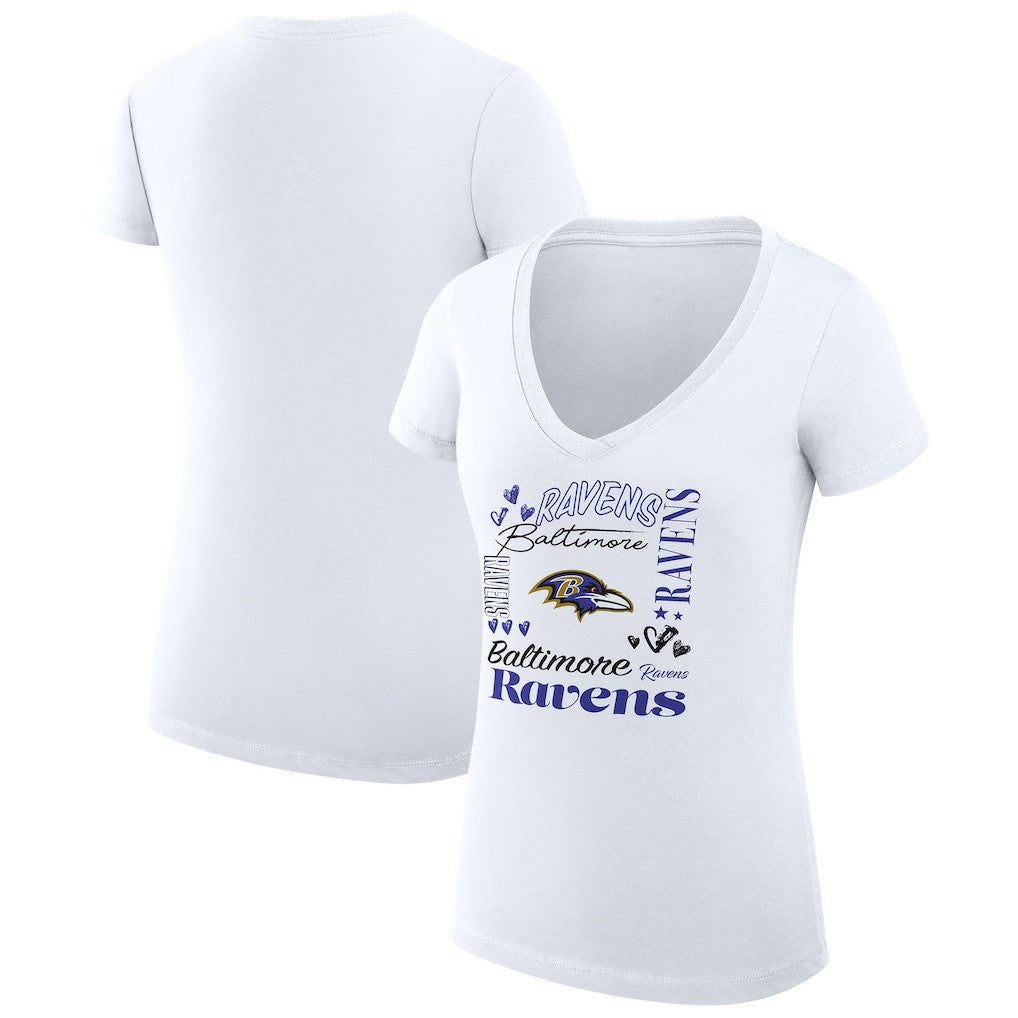 Baltimore Ravens  G-III 4Her by Carl Banks Women's Super-Slim Fit Lightweight Collage Team V-Neck T-Shirt