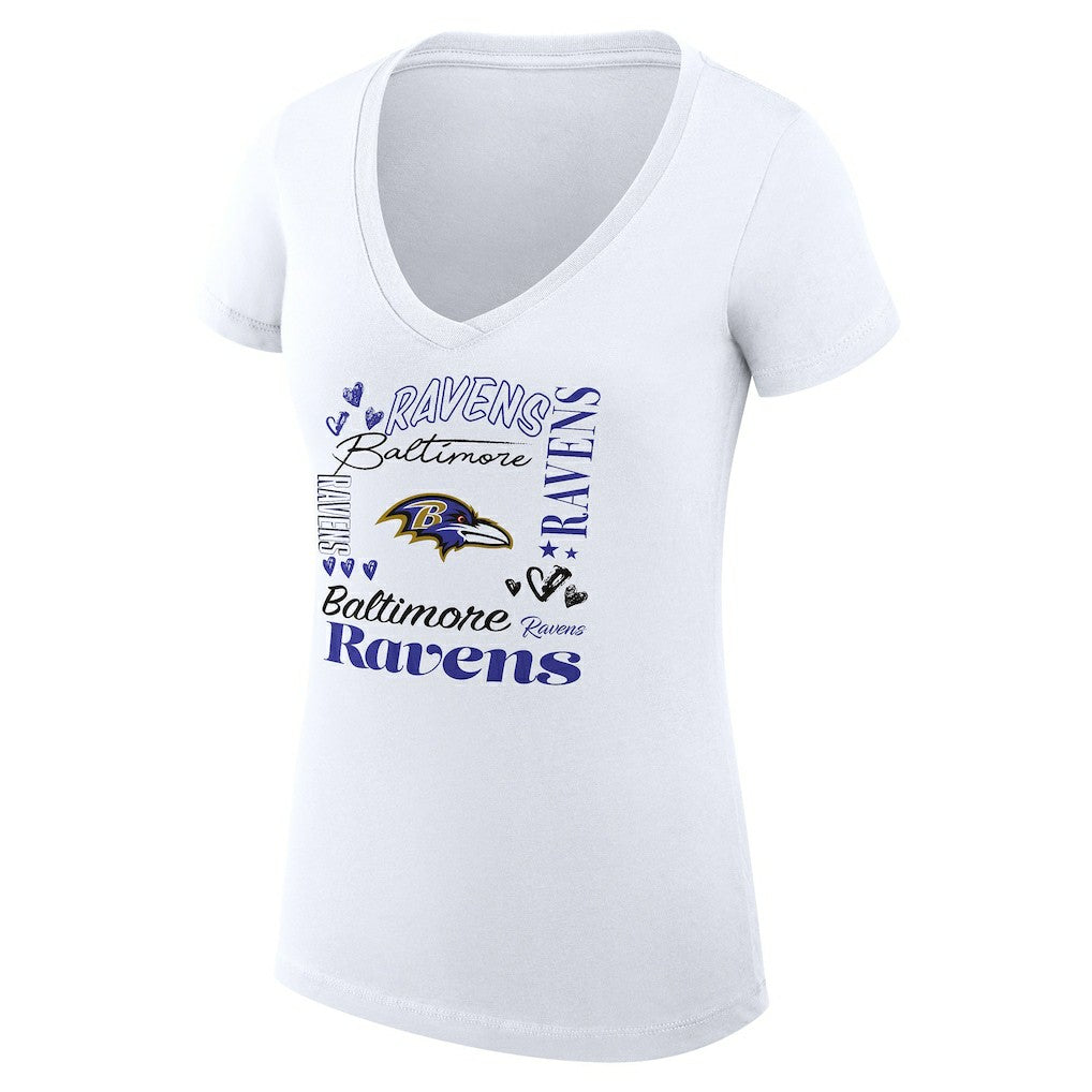 Baltimore Ravens  G-III 4Her by Carl Banks Women's Super-Slim Fit Lightweight Collage Team V-Neck T-Shirt