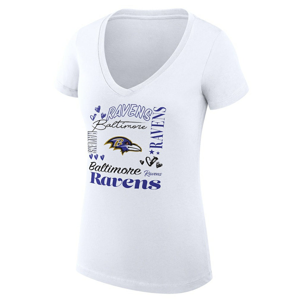 Baltimore Ravens  G-III 4Her by Carl Banks Women's Super-Slim Fit Lightweight Collage Team V-Neck T-Shirt