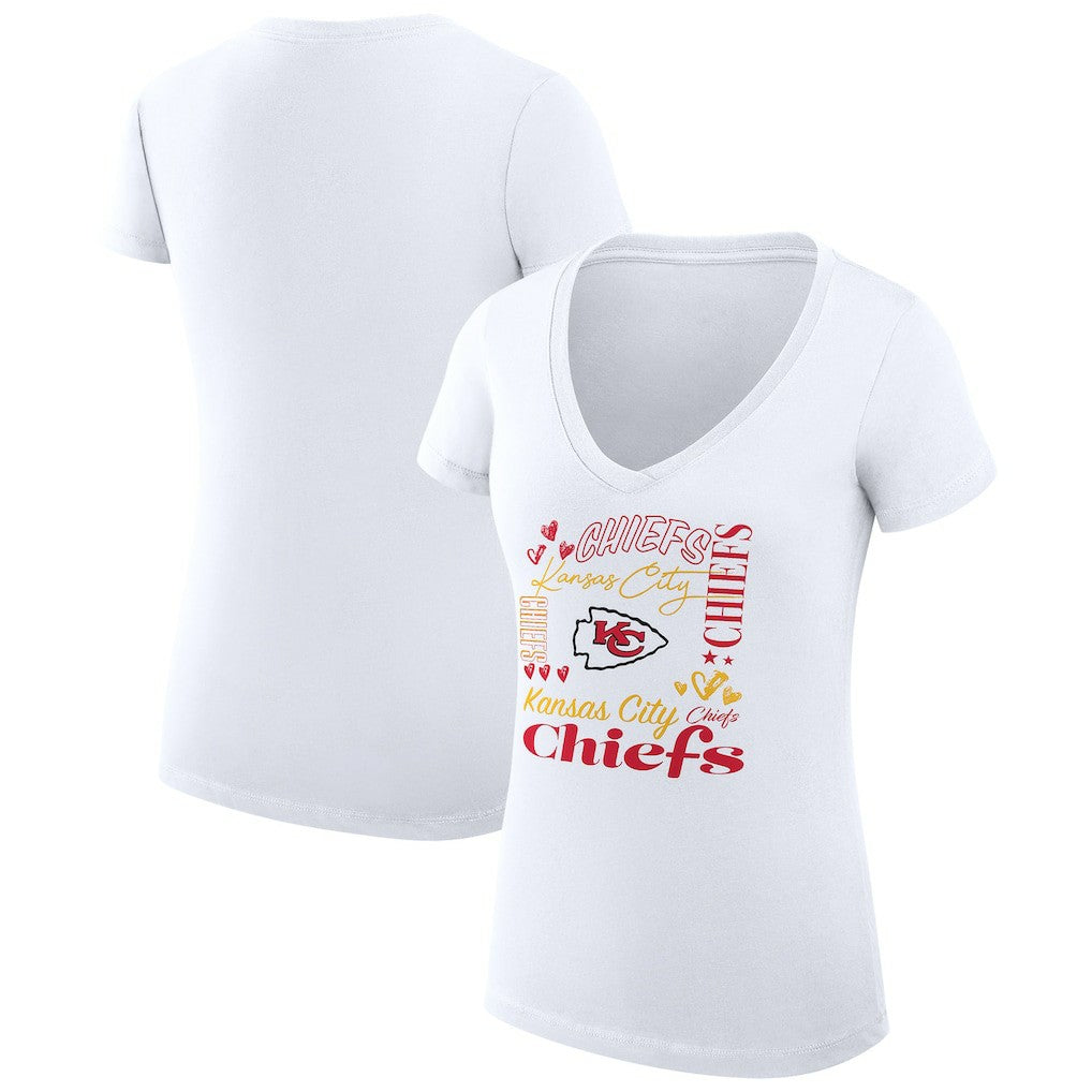 Kansas City Chiefs  G-III 4Her by Carl Banks Women's Super-Slim Fit Lightweight Collage Team V-Neck T-Shirt