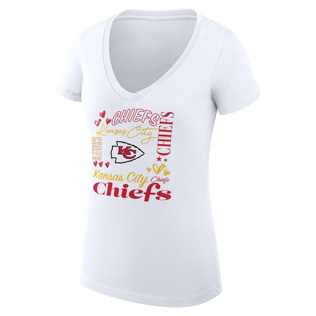 Kansas City Chiefs  G-III 4Her by Carl Banks Women's Super-Slim Fit Lightweight Collage Team V-Neck T-Shirt