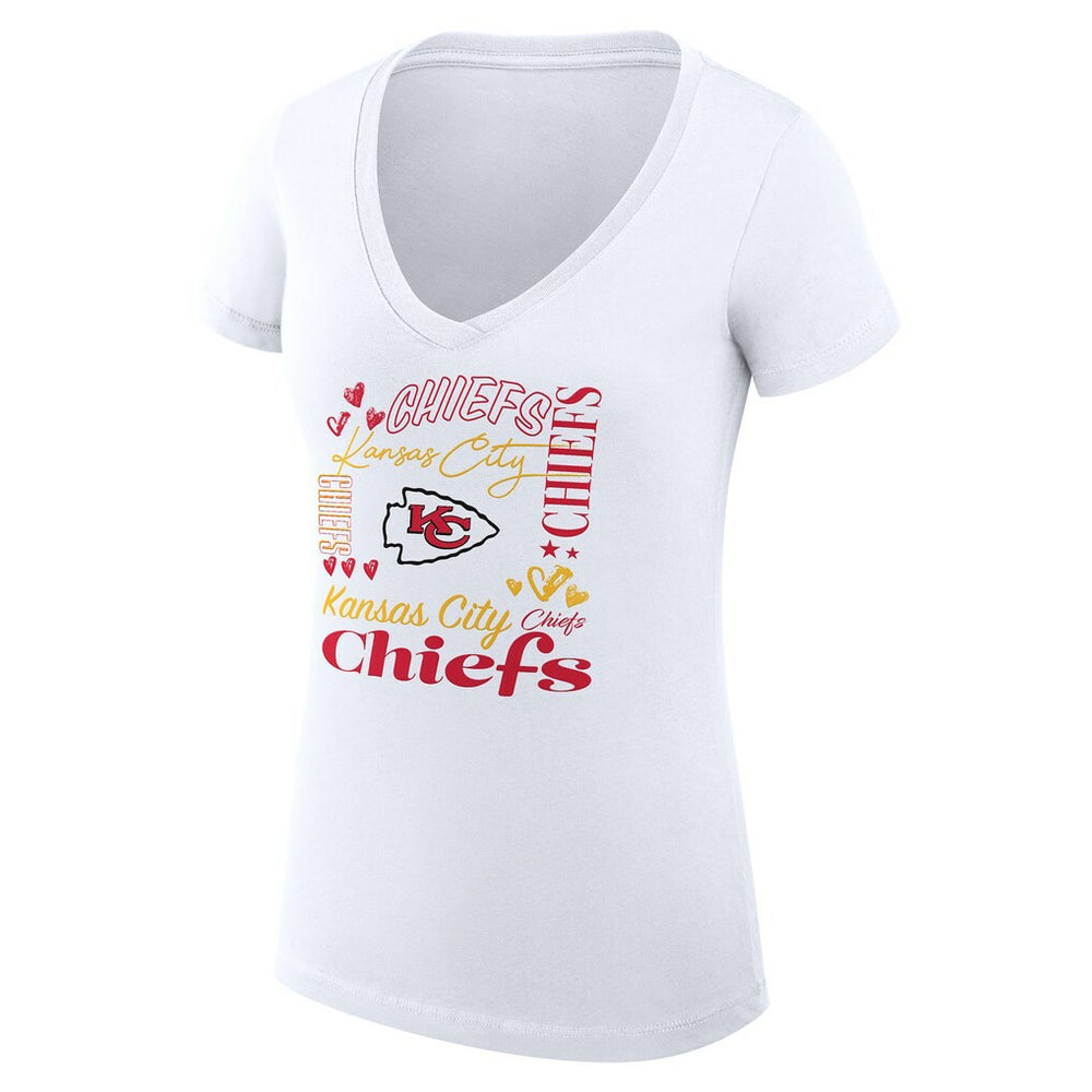 Kansas City Chiefs  G-III 4Her by Carl Banks Women's Super-Slim Fit Lightweight Collage Team V-Neck T-Shirt