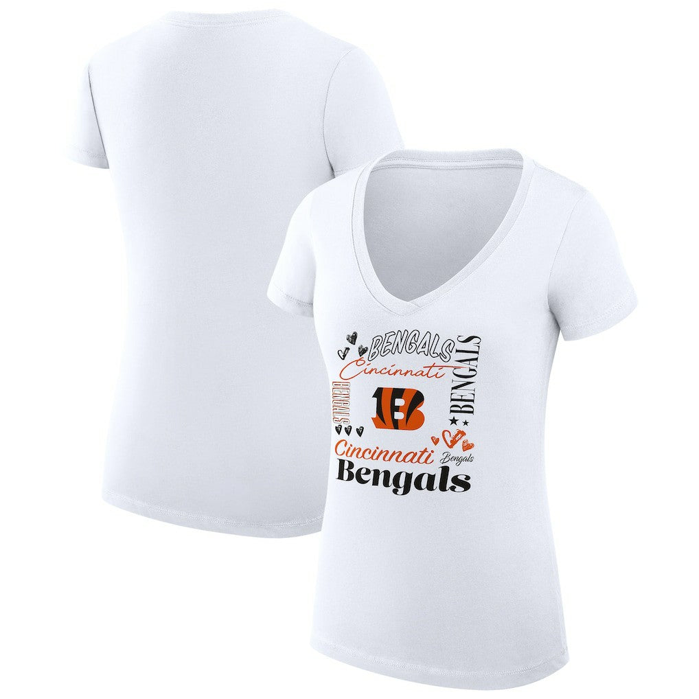 Cincinnati Bengals  G-III 4Her by Carl Banks Women's Super-Slim Fit Lightweight Collage Team V-Neck T-Shirt